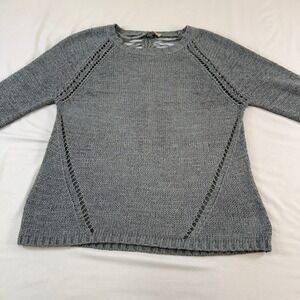 Miss Me Gray Knit Sweater‎ Lattice Back Detail Size M minimalist, cottagecore
